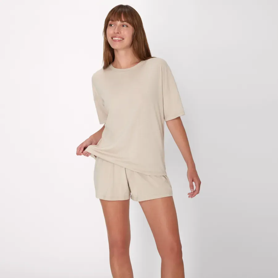 Women’s 2-Piece Lounge Set – Soft Boxy T-Shirt & Sleep Shorts