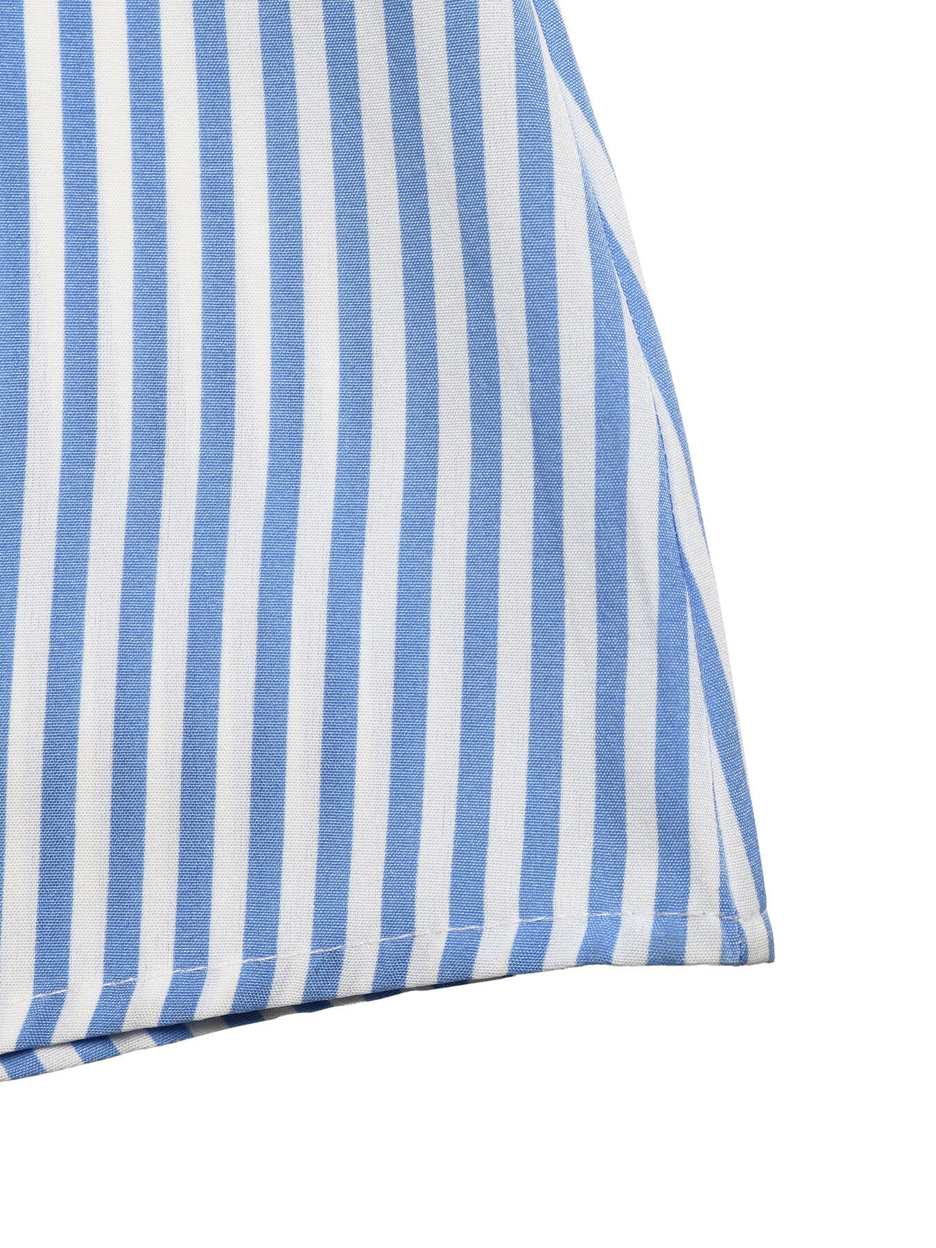 Striped Smocked Lace Trim Midi Dress