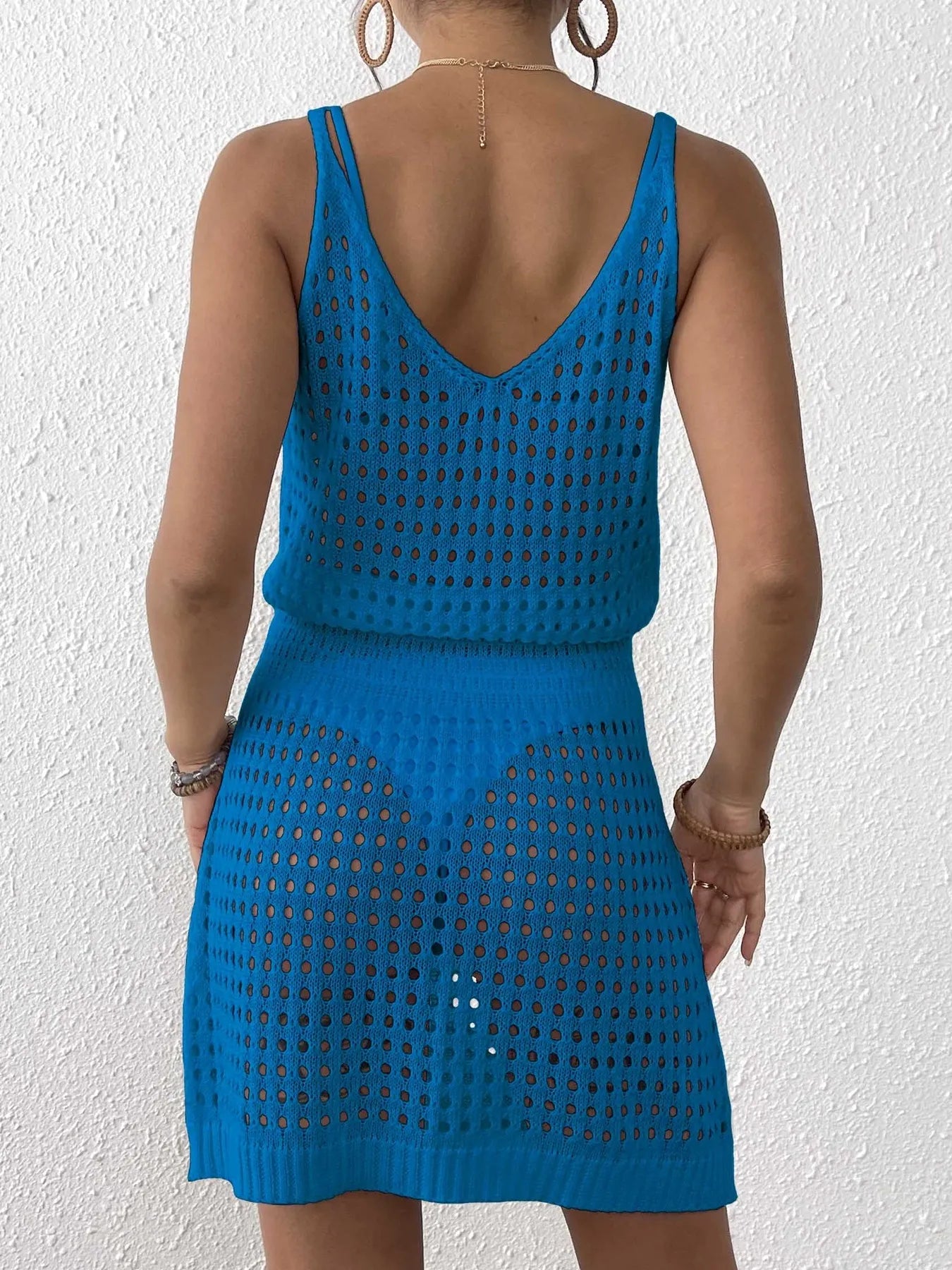 Crochet Knit Cover Up Mini Dress