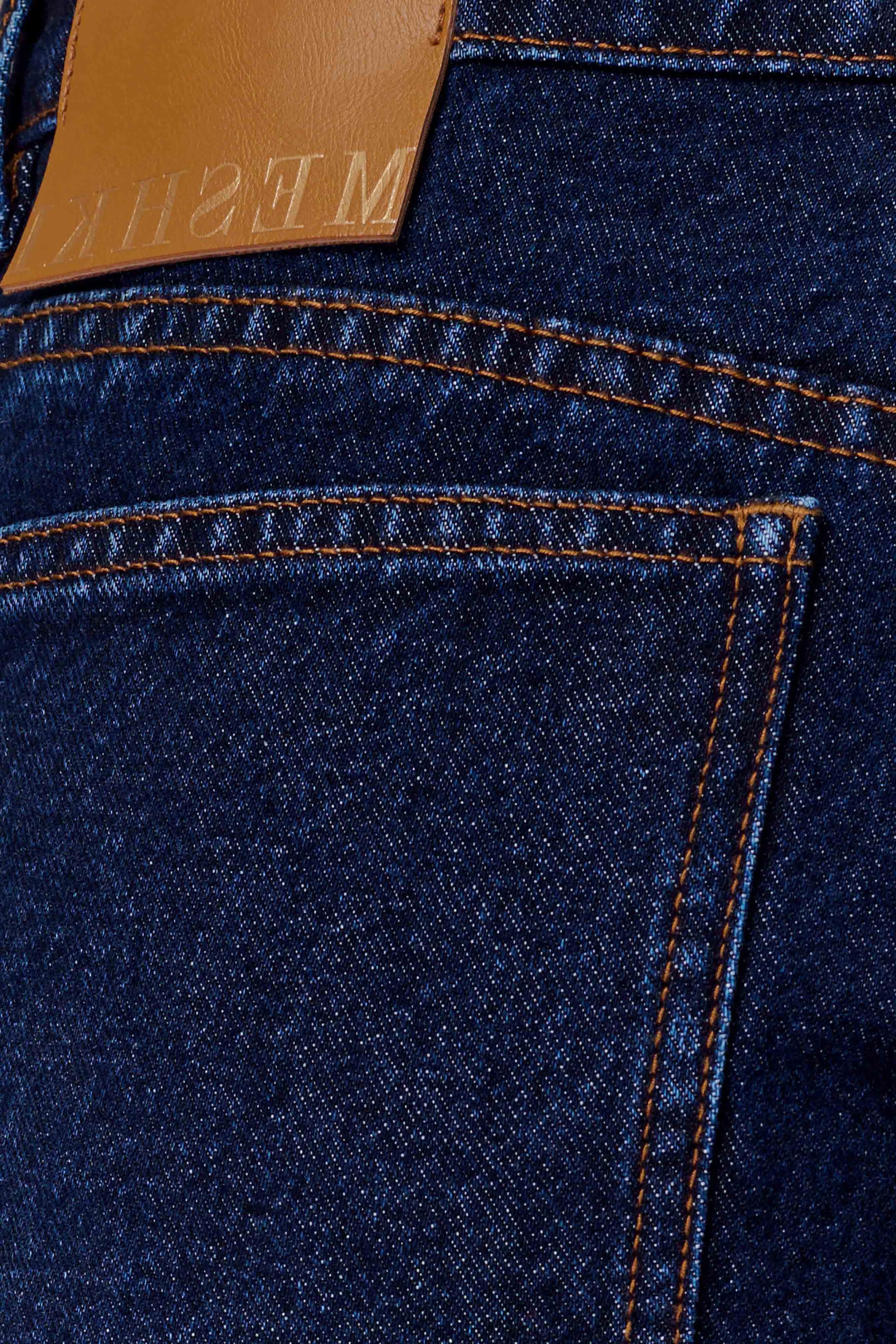 Blue Straight Leg Cuffed Jeans