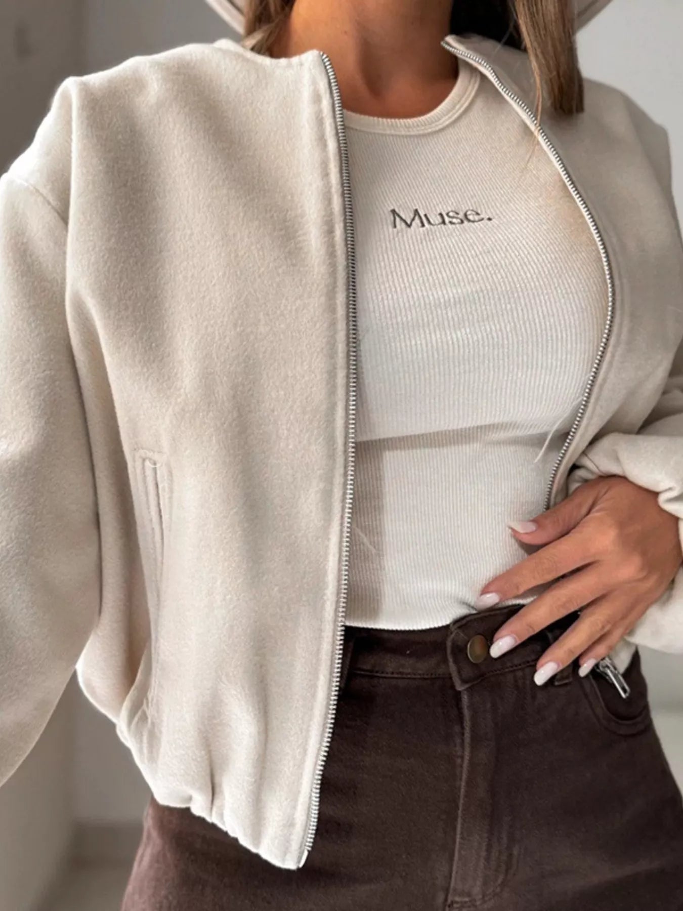 Casual Fleece Zip-Up Jacket