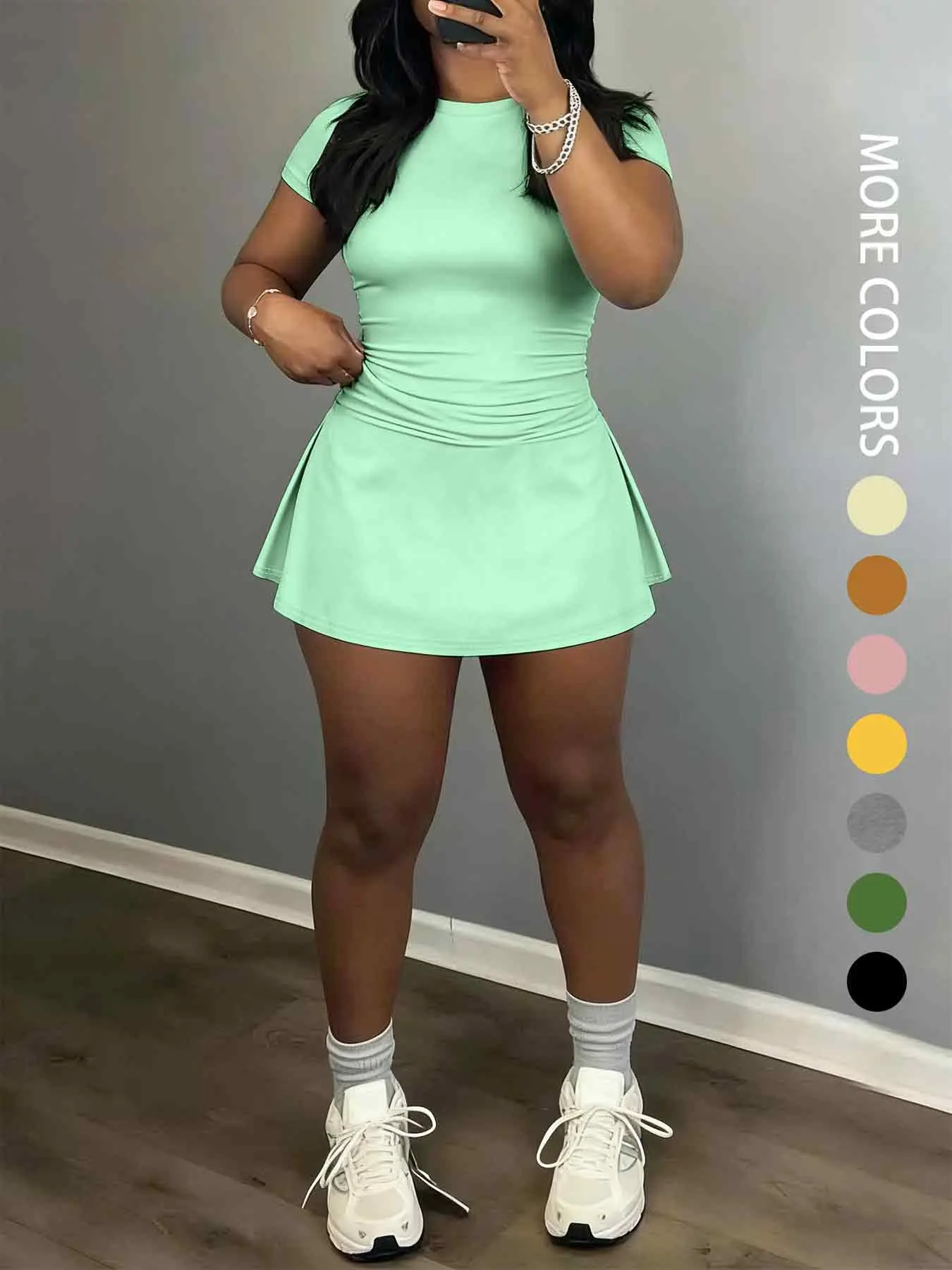 Women's Short Sleeve Casual Sporty Set, 2-Piece Women's Fashionable Daily Wear & Active Lifestyle Clothing, Stretchy Suit Set, Yoga Gym Outfits