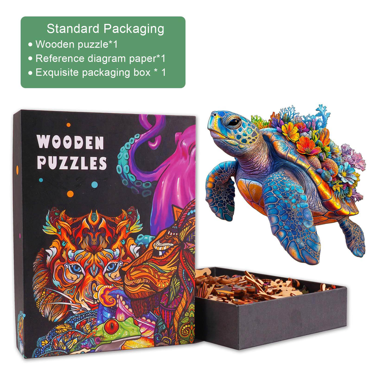 Coral and Turtle Wooden Jigsaw Puzzle