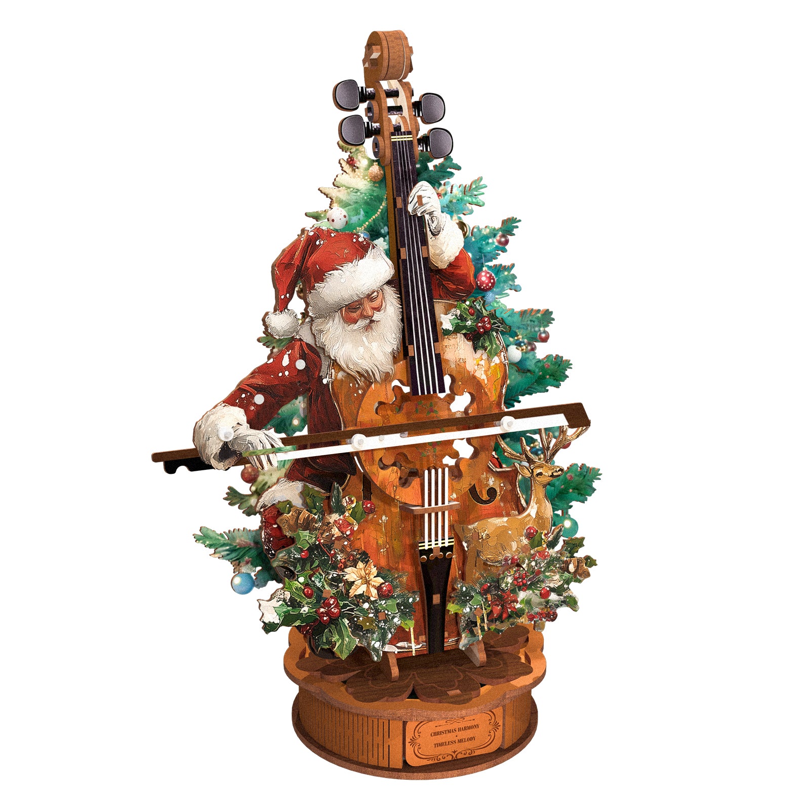 Christmas Concerto Cello â€“ DIY Wooden Music Box, 3D Puzzle Craft Kit
