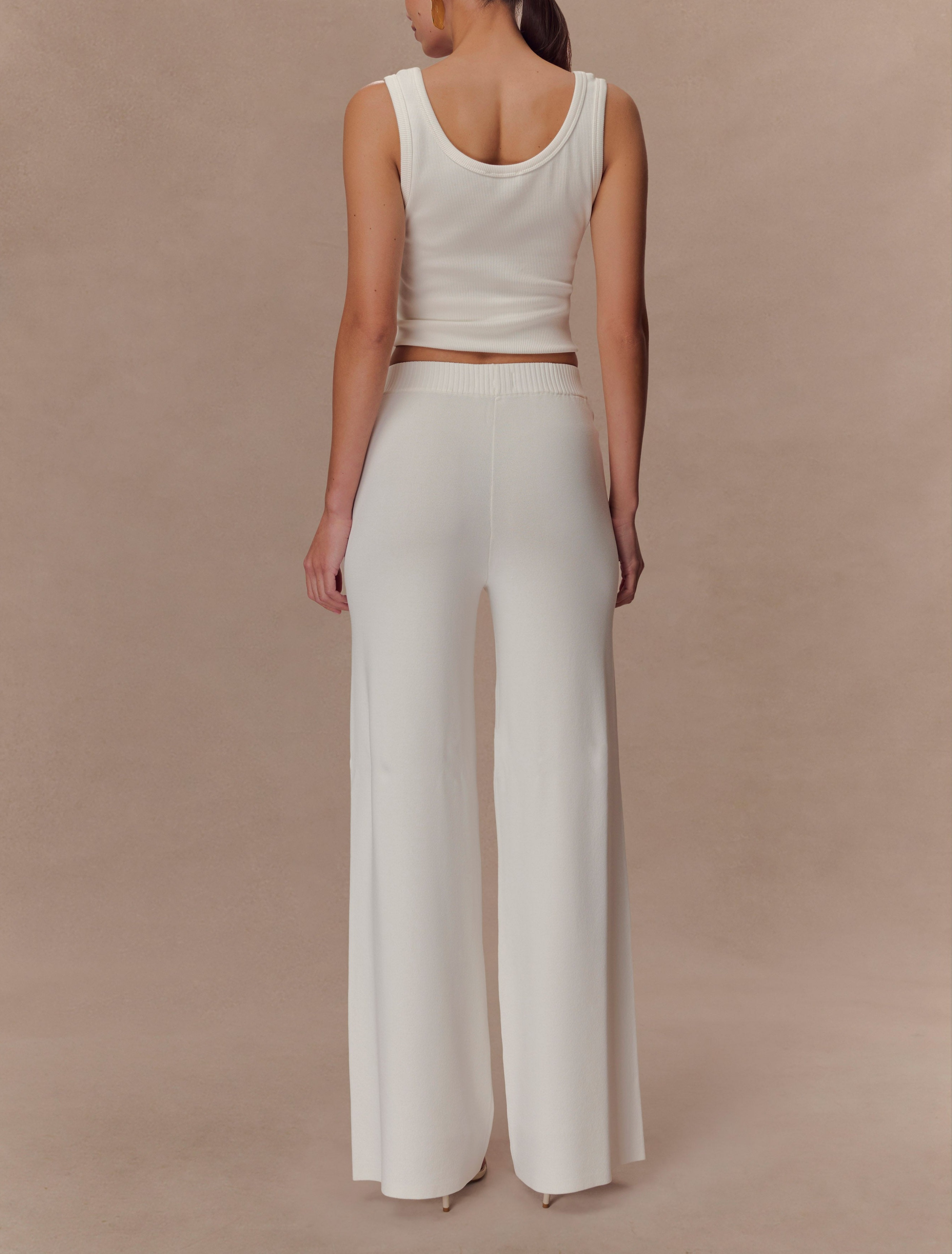 White Wide Leg Knit Pant