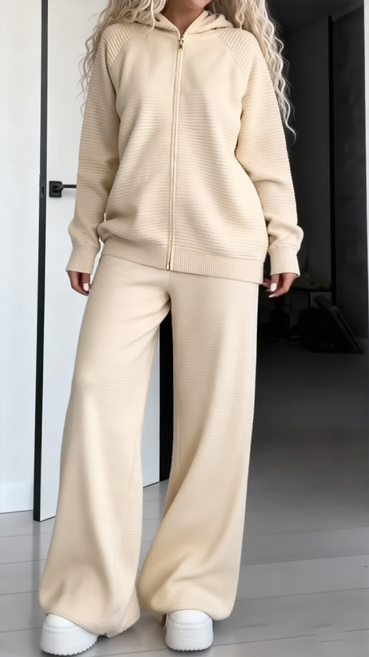 Women Solid Color Loose Casual Suit