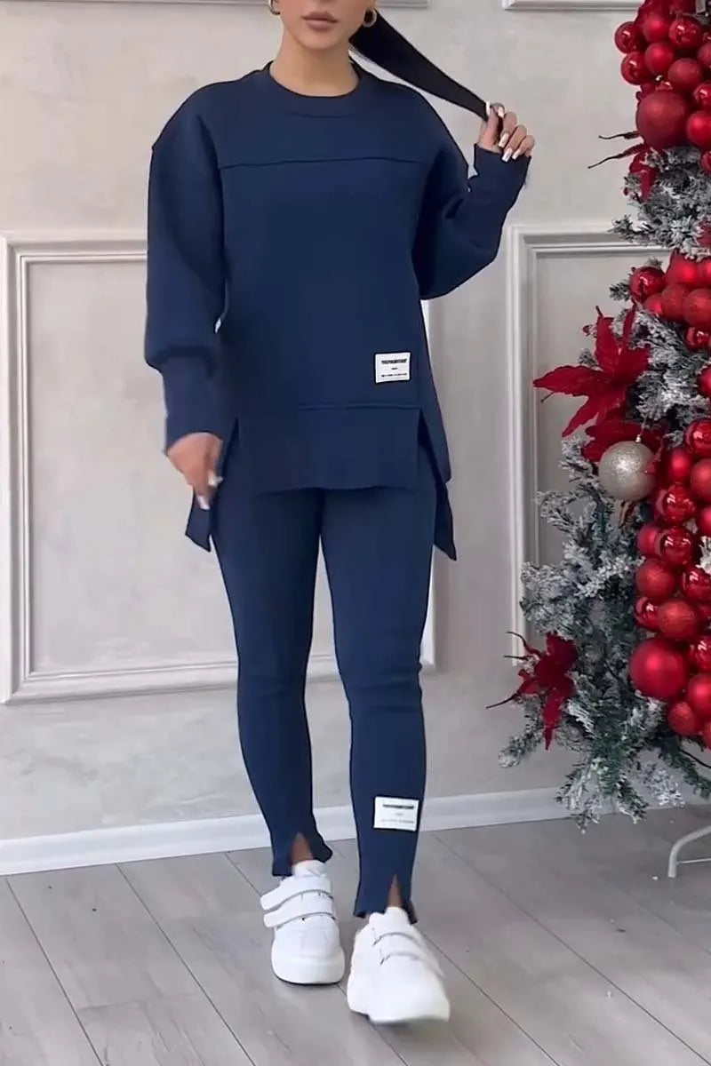 Ladies' Irregular Print Sweatshirt and Leggings Set