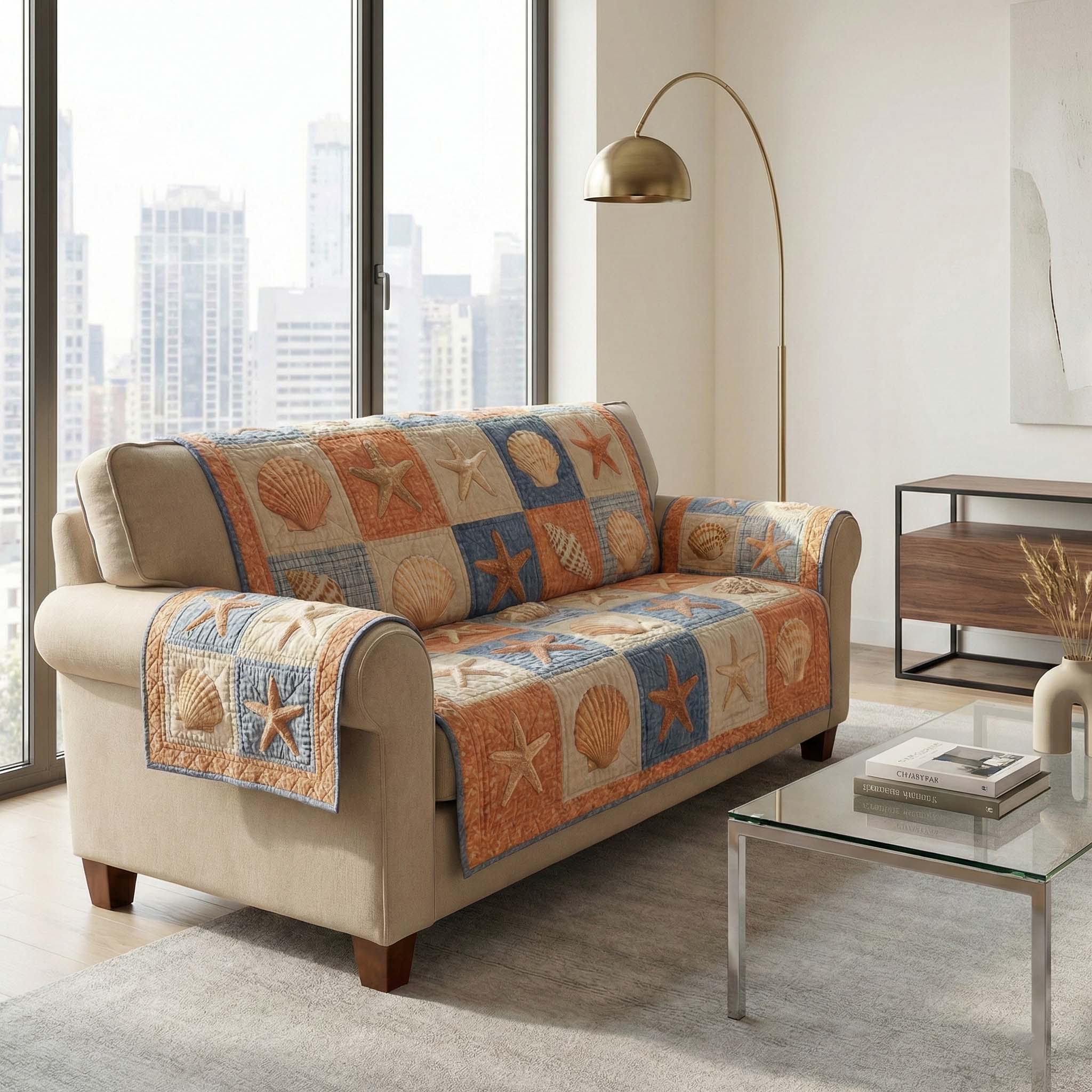 Seaside Patchwork Quilted Sofa Cover GFTOQM2635