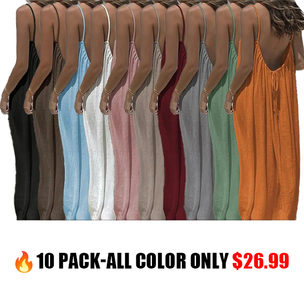💥DON'T MISS OUT!⏰Women's Solid Cami Dress - Sleeveless Long Lounge & Sleepwear🔥Final Day Clearance!🛒