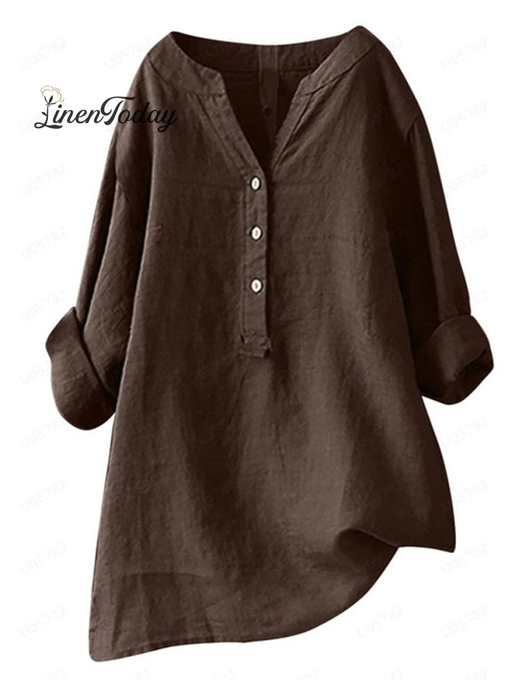 Women's  Retro Cotton And Linen Casual Shirt