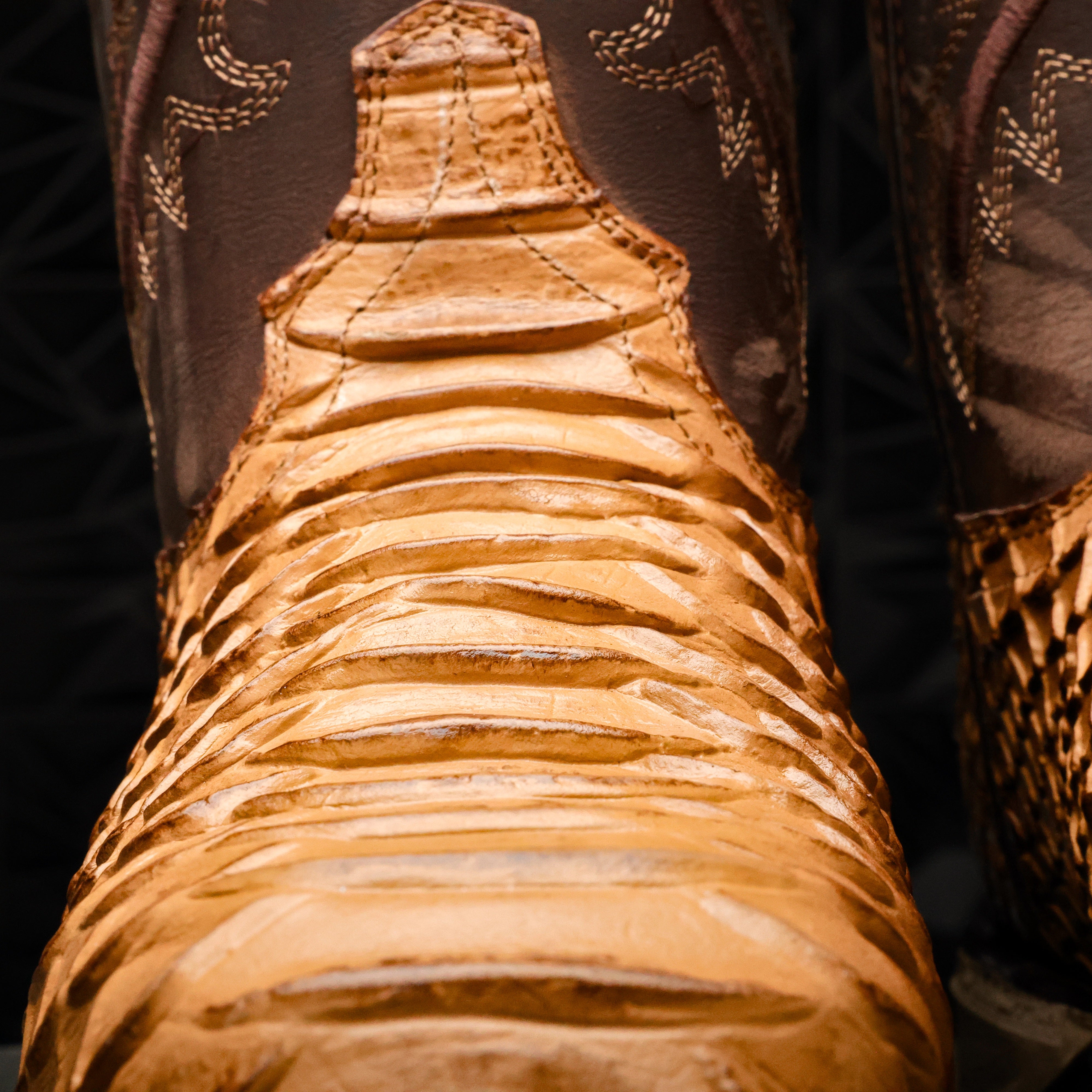 Rustic Honey Anaconda Leather Boots With 3D Lightweight Sole - Composite Toe