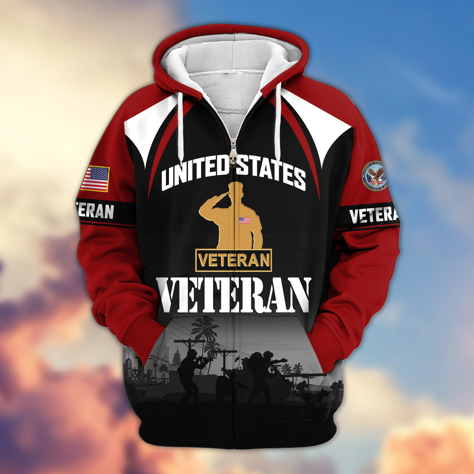 Premium US Veterans Zip Hoodie