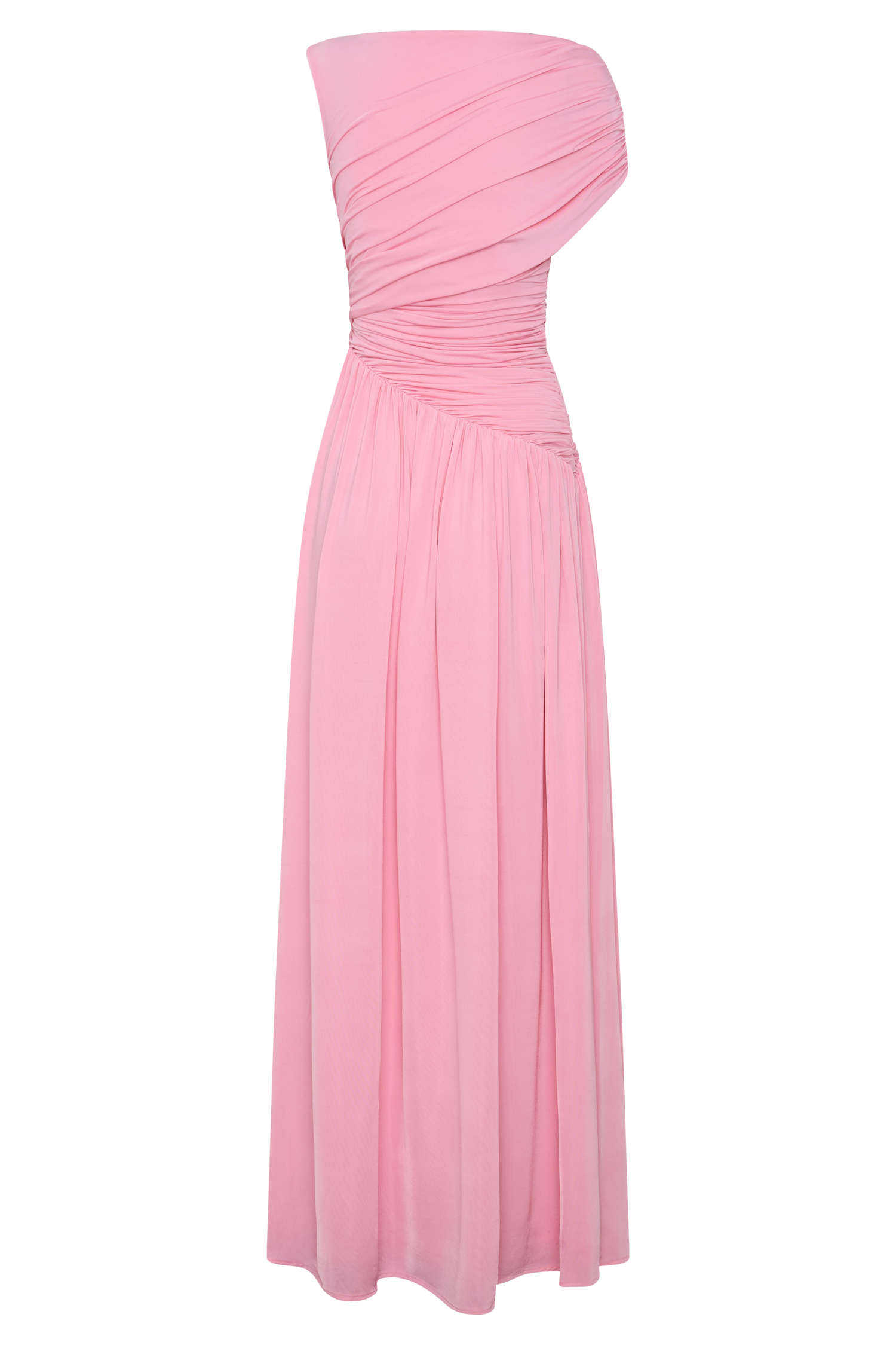 Pink Slinky Asymmetric Maxi Dress