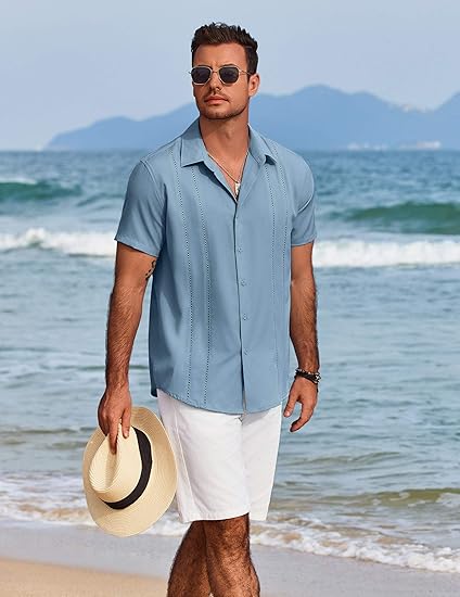 Men's Cuban Linen Guayabera Shirt – Short Sleeve