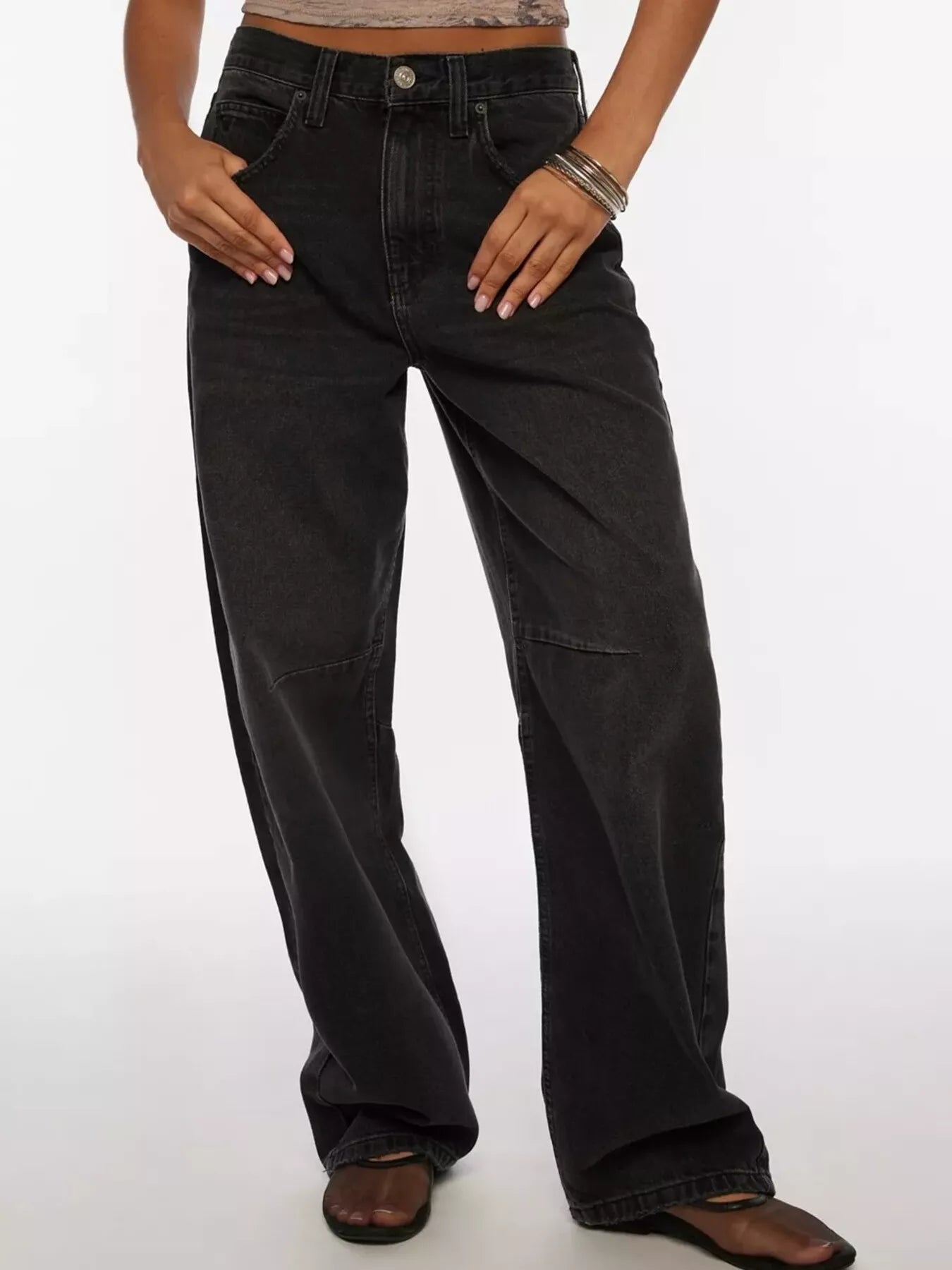 Vintage Wash Wide Leg Jeans