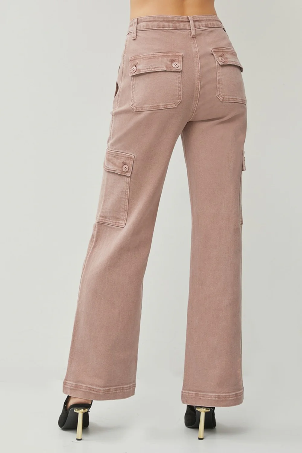 Full Size High Rise Wide Leg Cargo Jeans