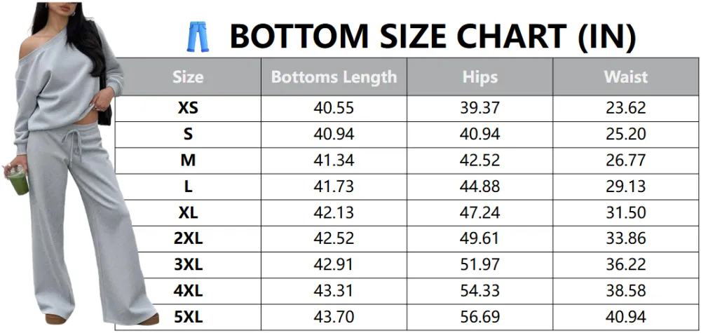 Women Off the Shoulder Long Sleeve Jumper & Pants 2 Piece Set