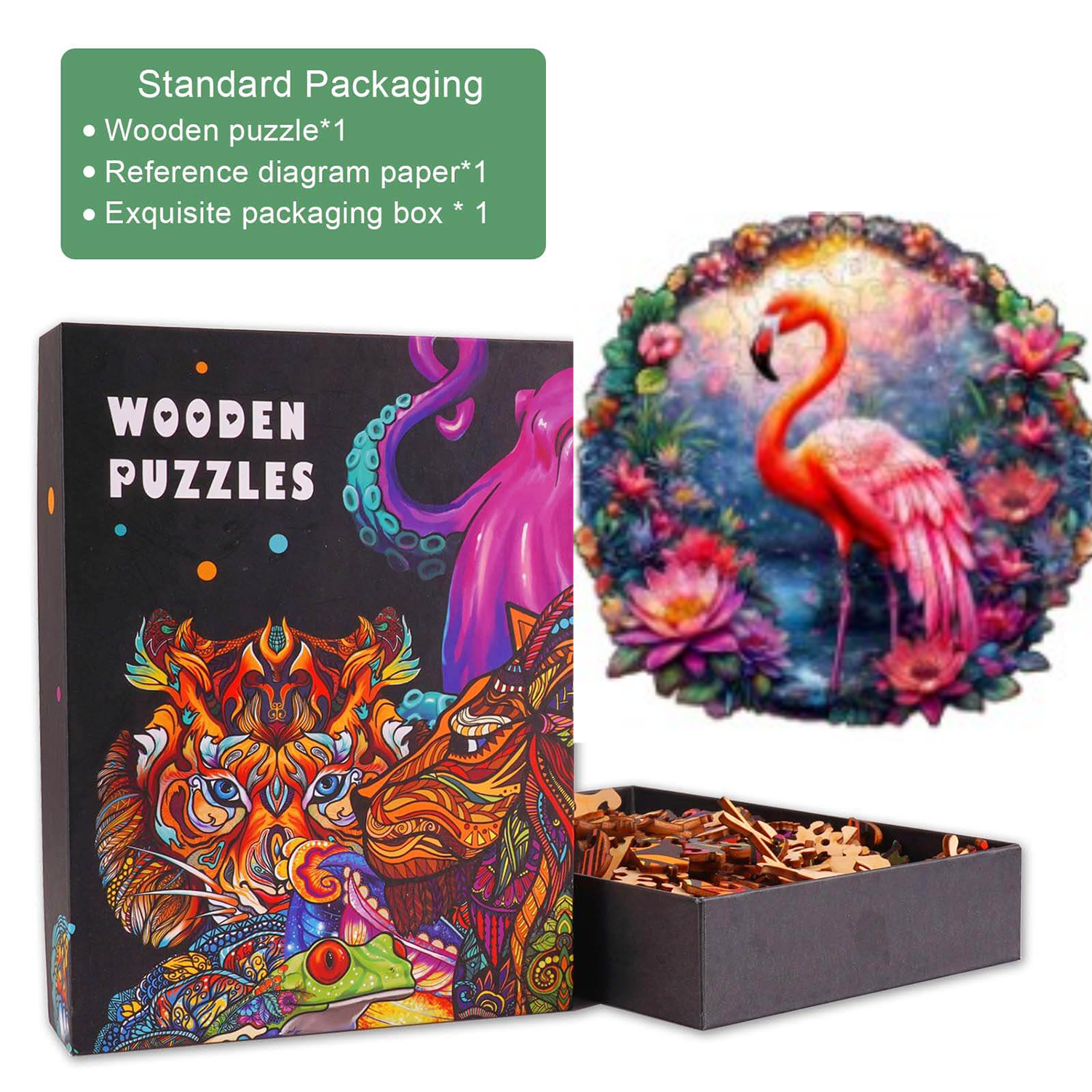 Elegant Flamingo Wooden Jigsaw Puzzle
