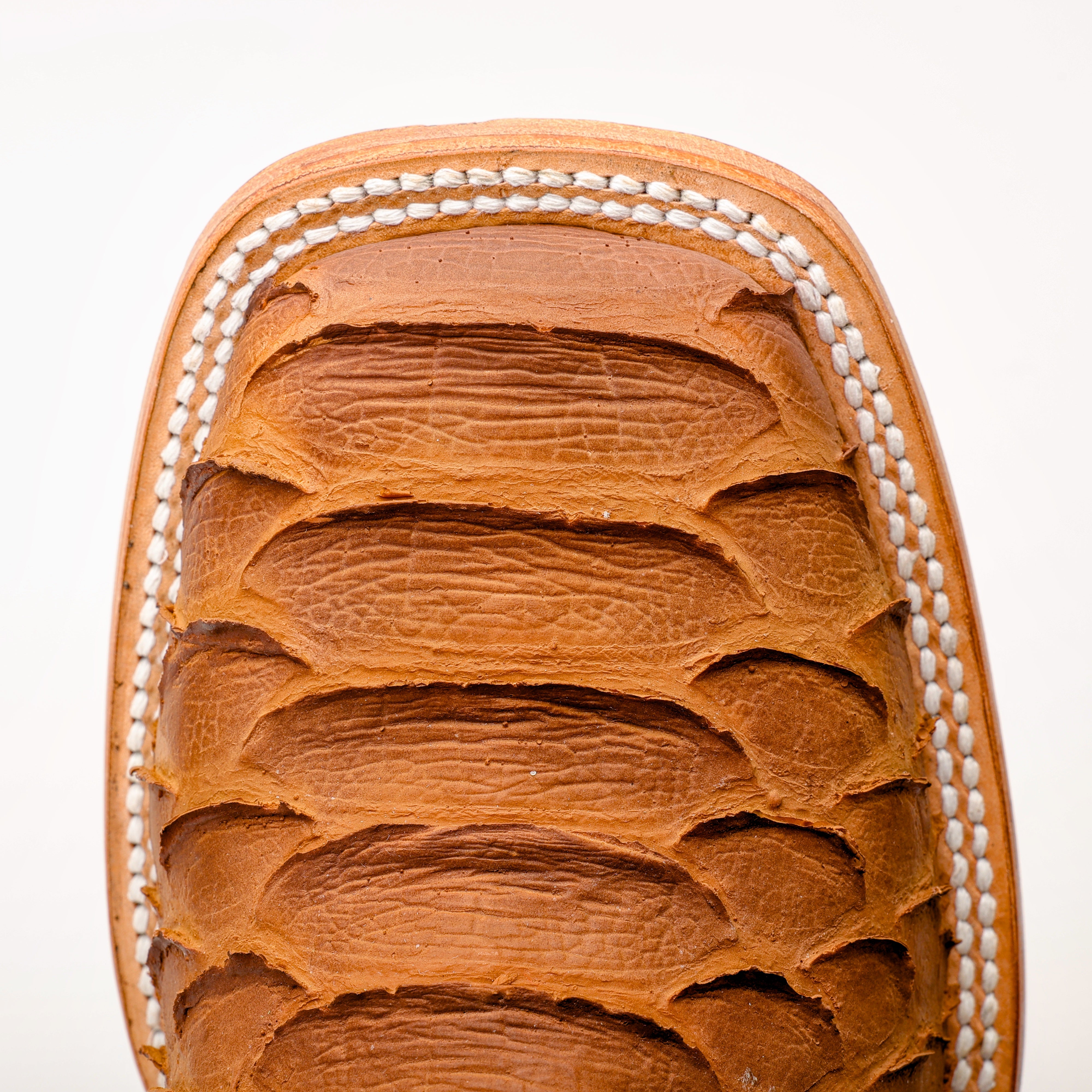 Matte Tan Jumbo Python Leather Boots - Square Toe