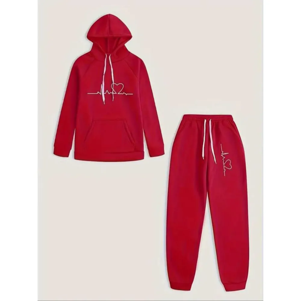 Women's Heart Print Raglan Sets