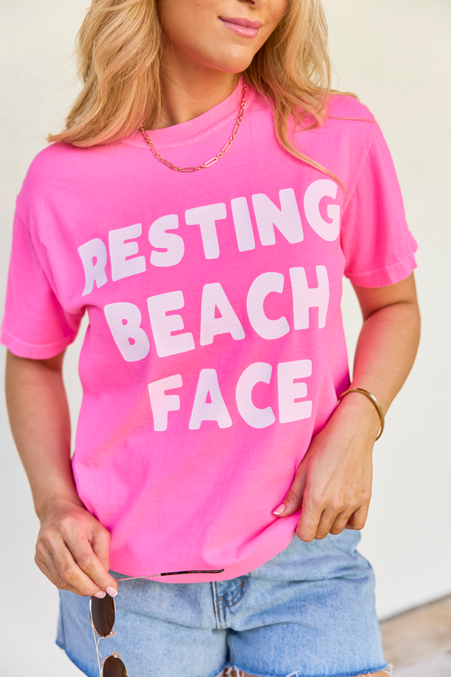 Resting Beach Face Neon Pink Graphic Tee