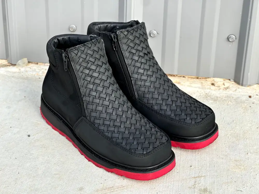 Men’s Black Basketweave Cowboy Shoes