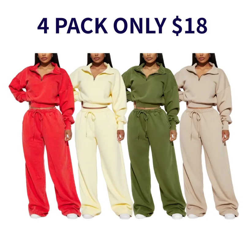 Wide-leg jogging pants and loose sweatshirt two-piece set