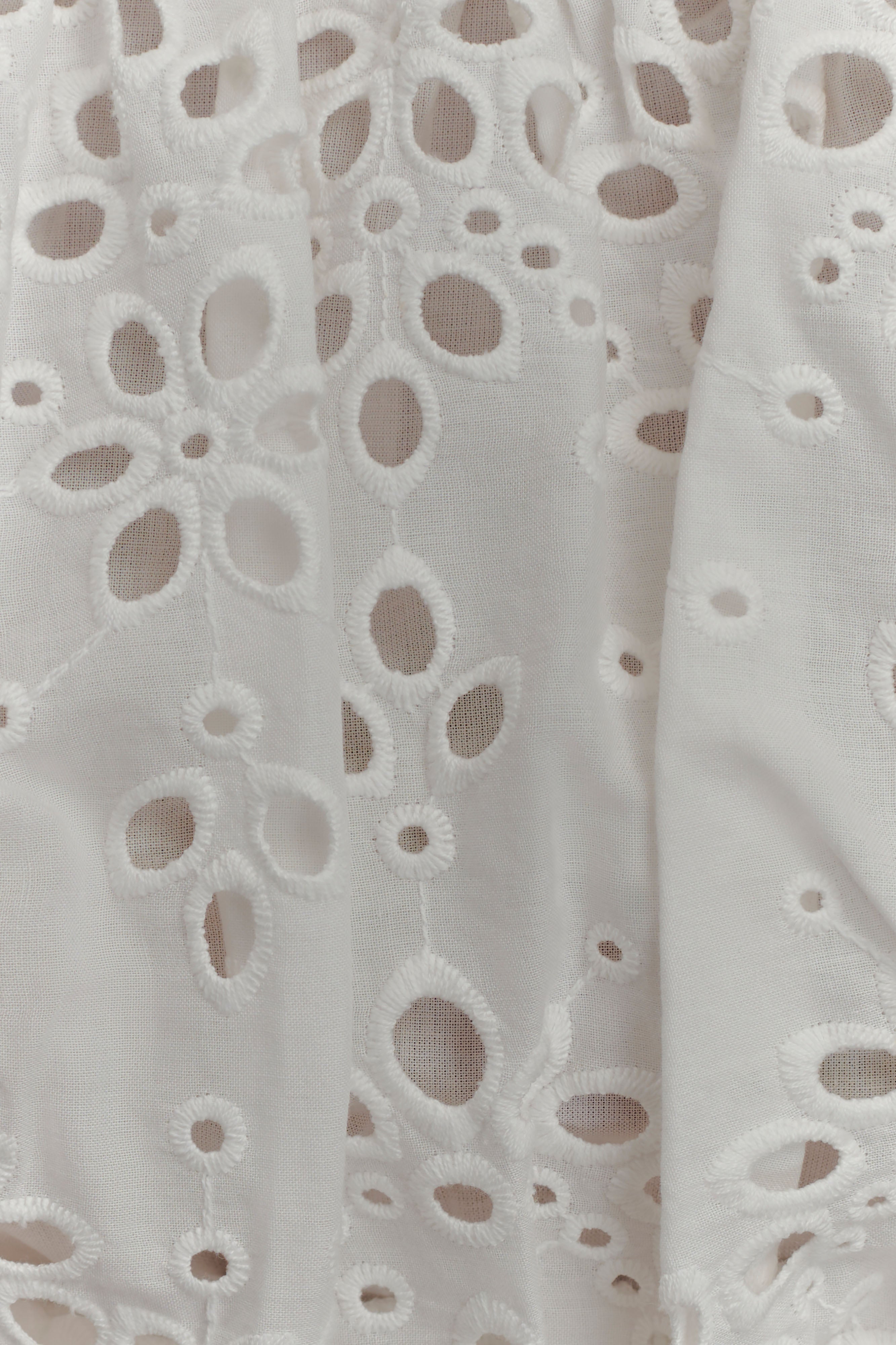 White Off Shoulder Broderie Top