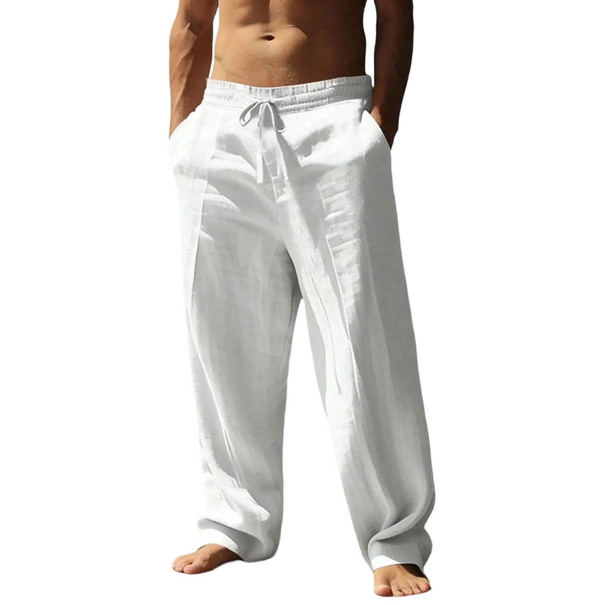 Men's casual trousers, smooth to the touch, solid color, straight leg style