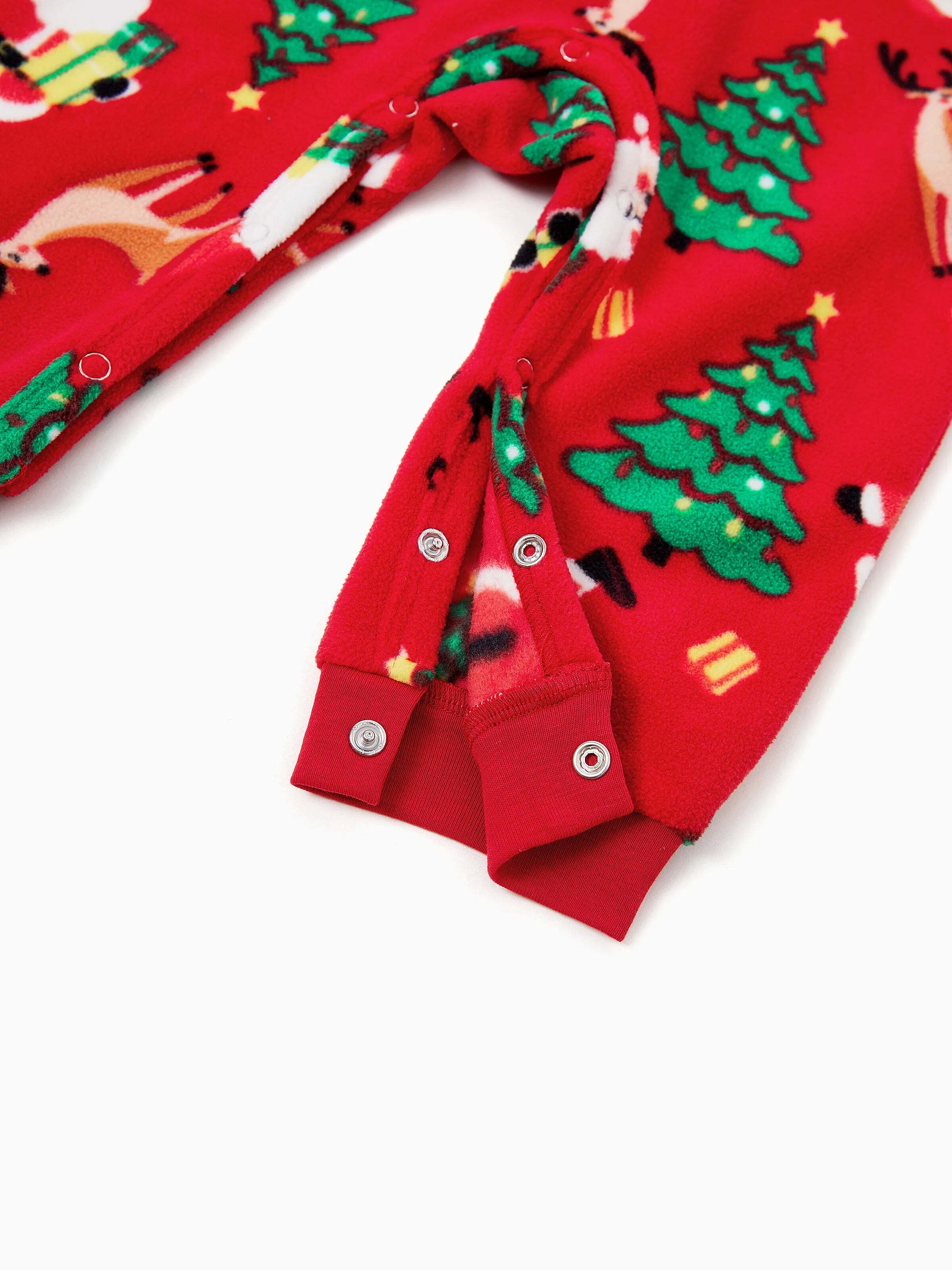 Christmas Matching Family Pajamas Set Santa Claus and Christmas Tree Print Red Fleece PJS with Christmas Socks Red