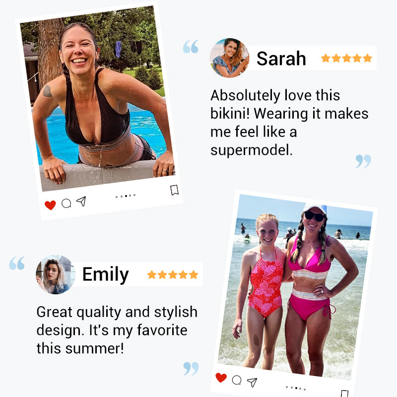 🔥Hot Sale💥-👙High Waisted Tummy Control Color Block Bikini Sets