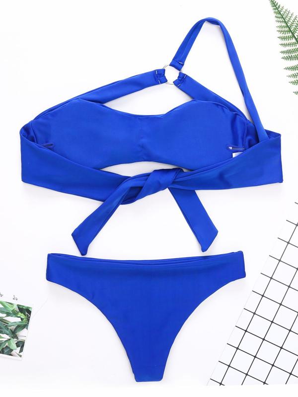 Single Shoulder Bandeau Bikinis Swimwear
