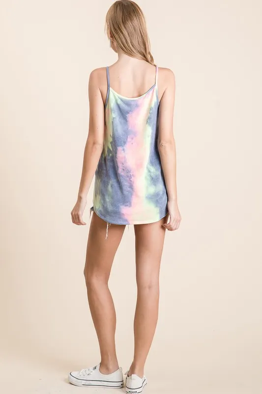Tie Dye Terry Camisole with Caged Neck