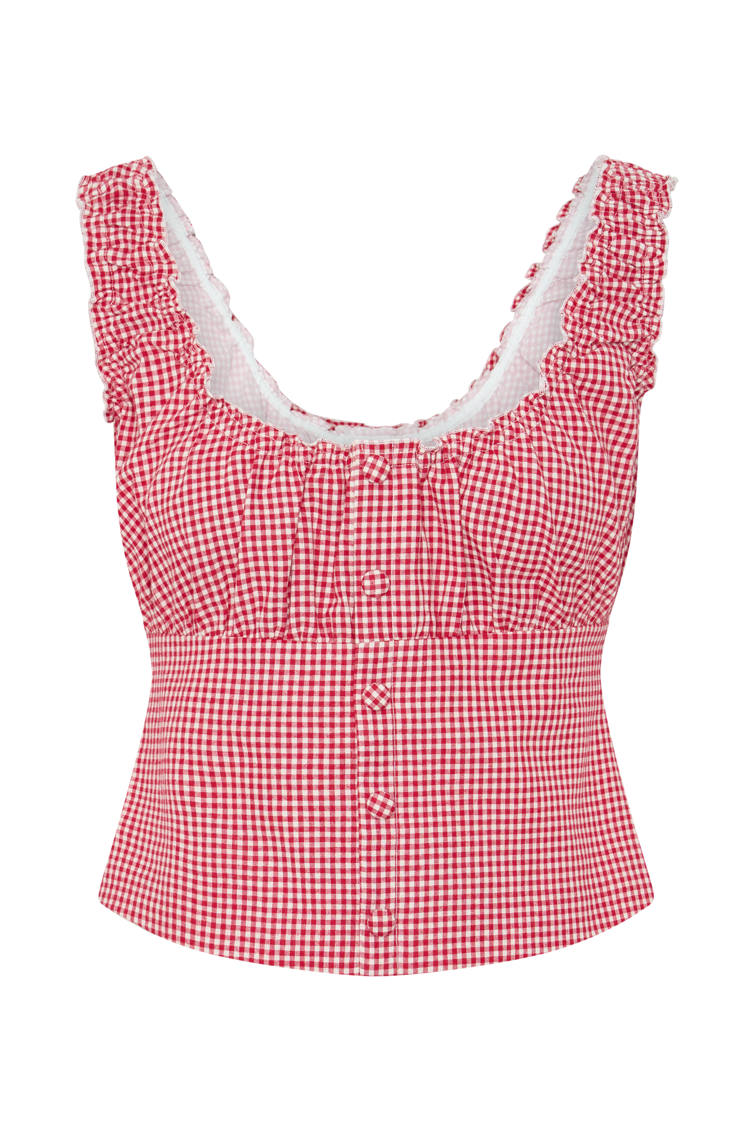 Gingham Sleeveless Ruched Top