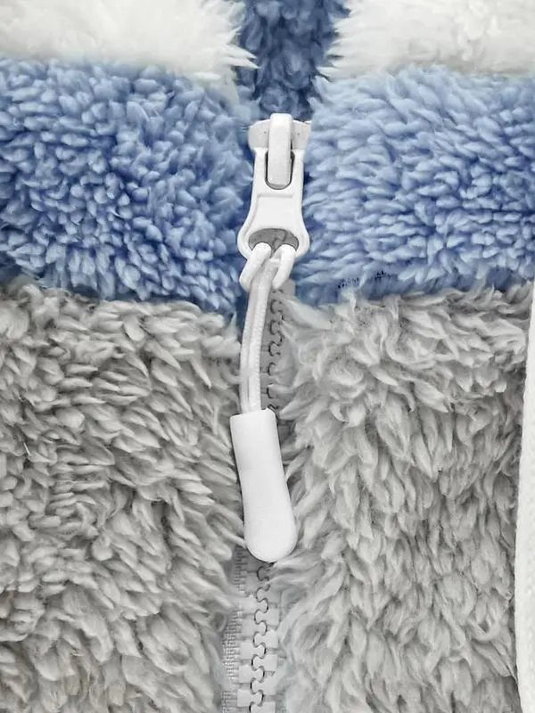 Women's Colorblock Drop Shoulder Hooded Polar Fleece Coat