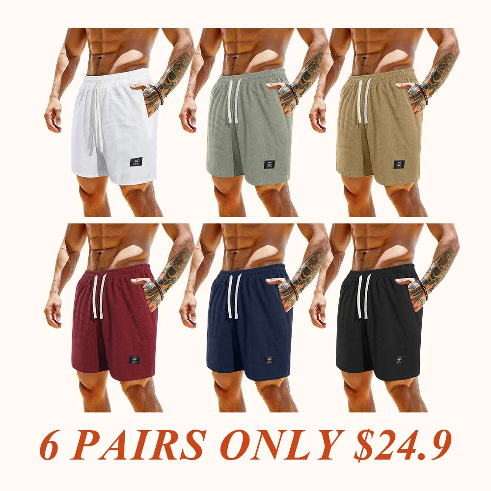 Men’s casual shorts with side pockets and a drawstring elastic waistband