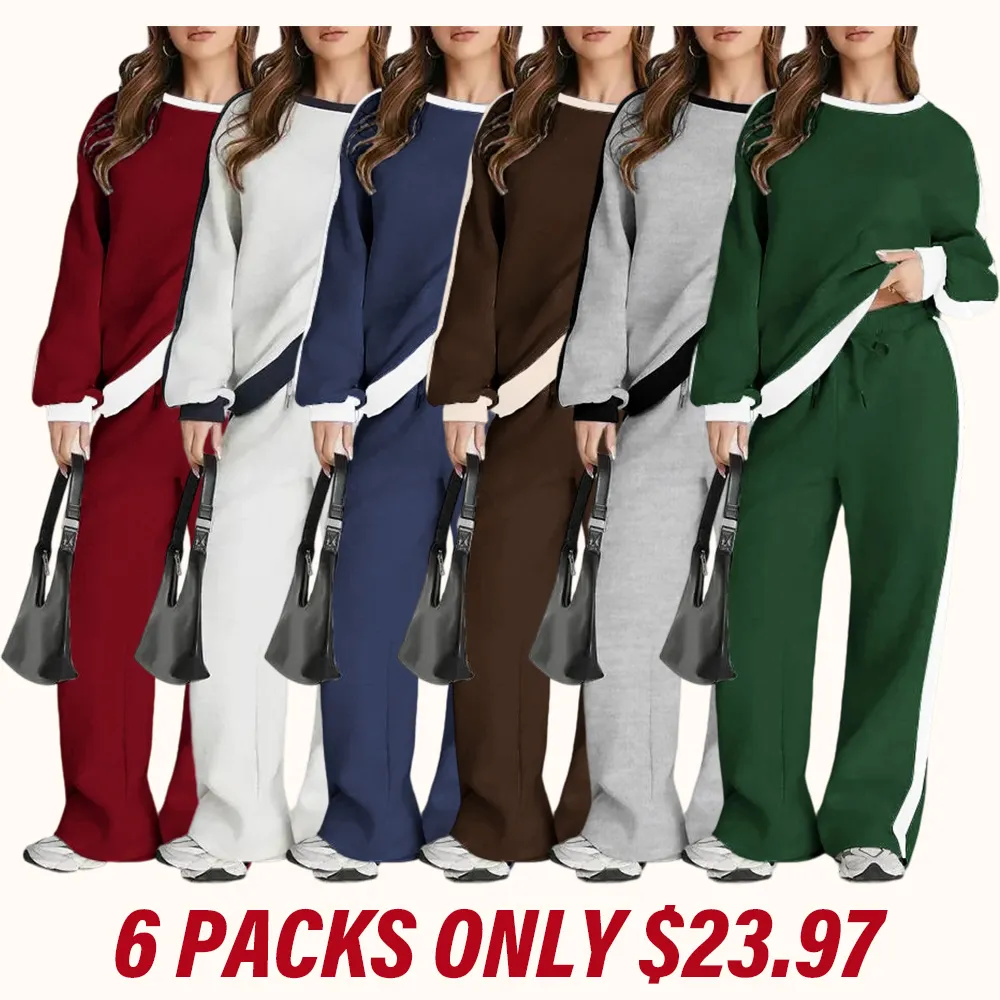 🔥6 PACKS $24🔥Women's 2 Piece Outfit Fleece Sweatsuit