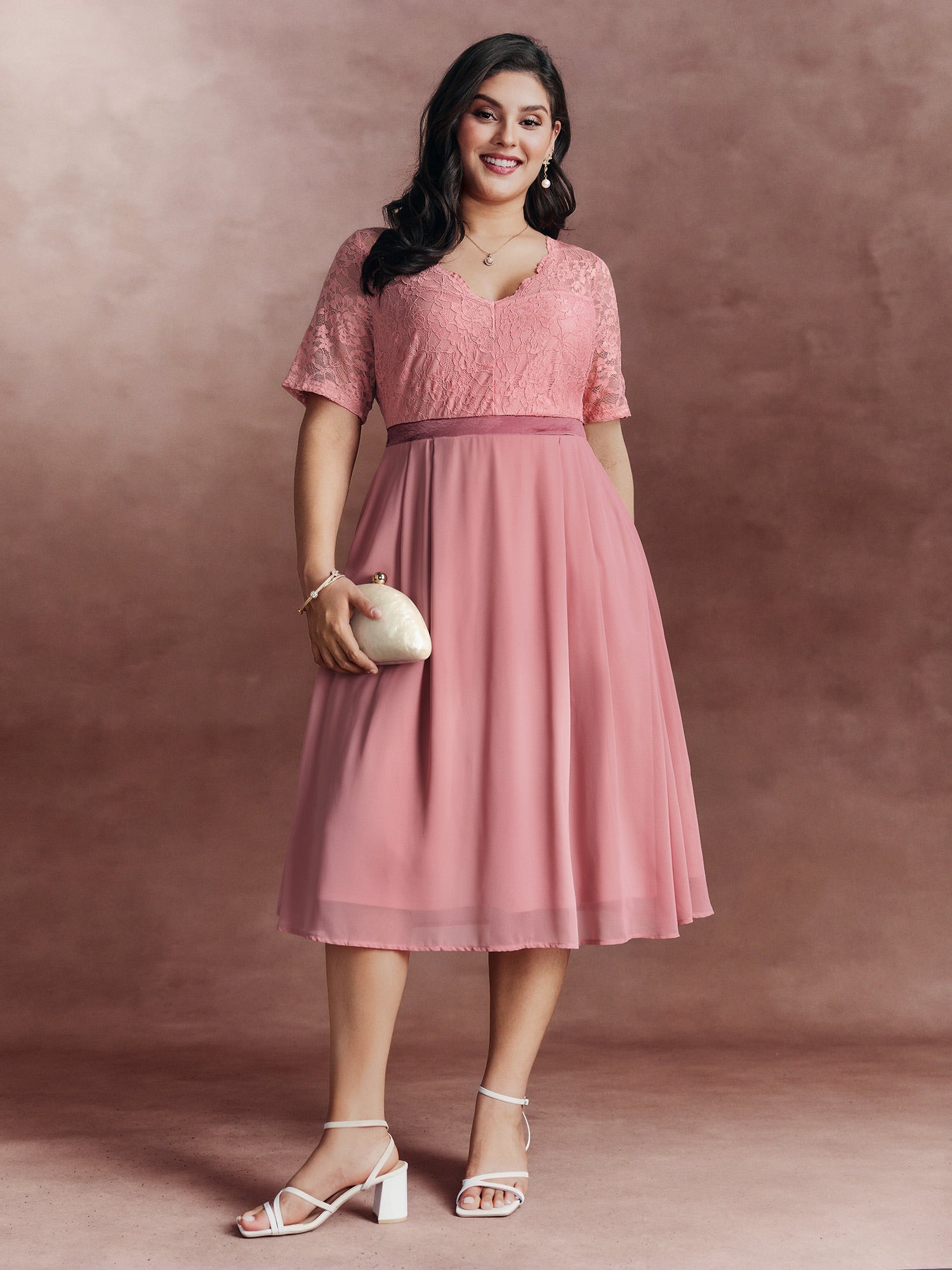 Soft Romance Sheer Lace Midi Dress