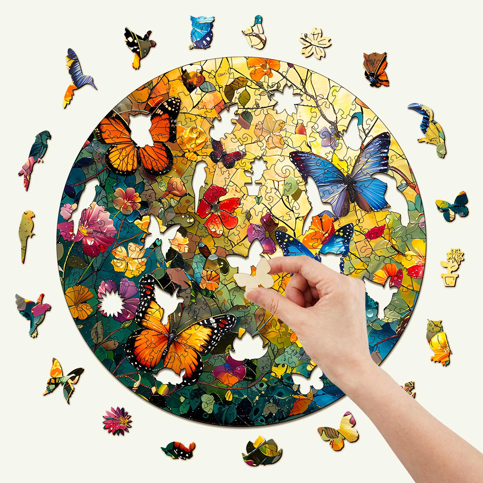 Butterflies and Flowers Wooden Jigsaw Puzzle