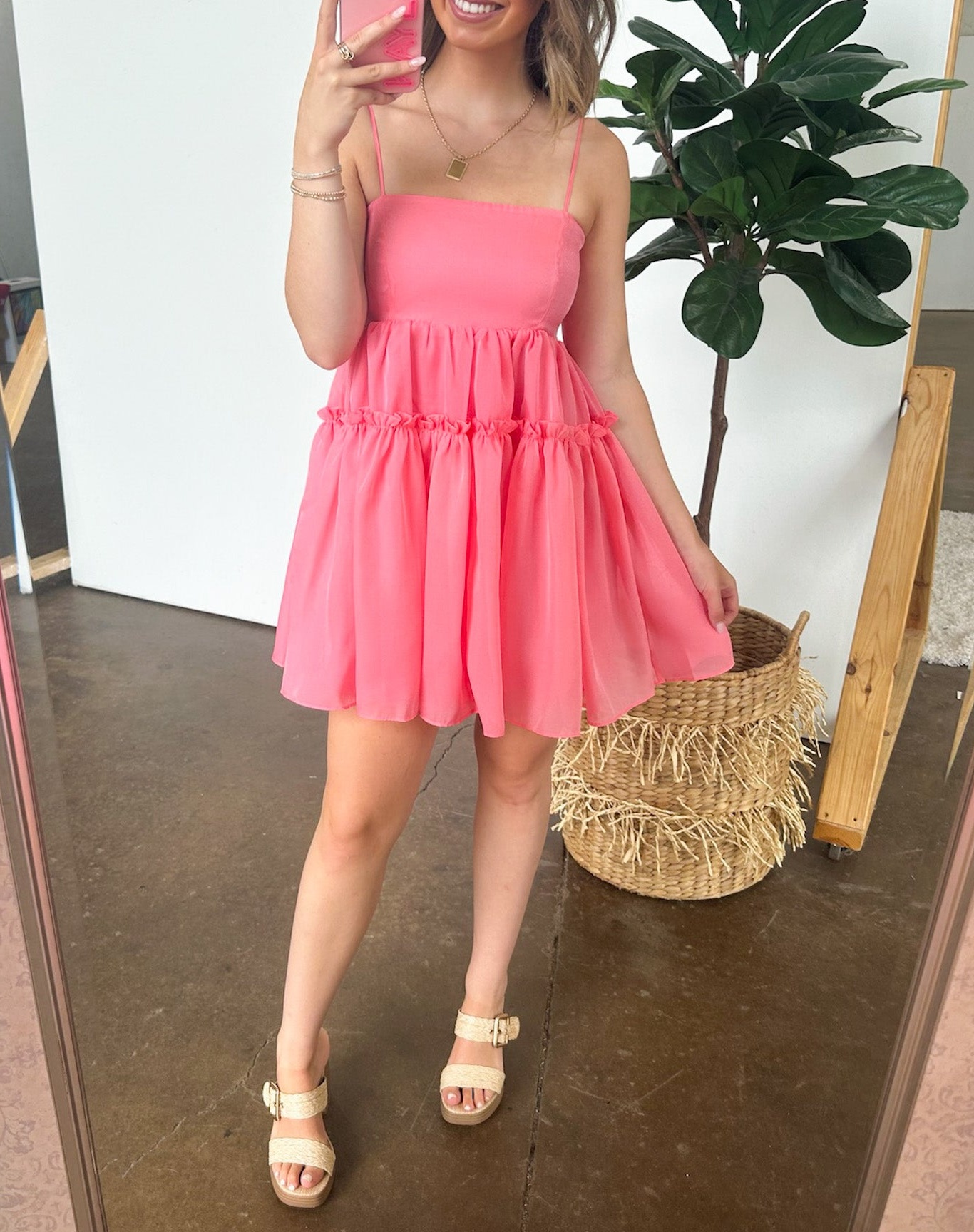 Pristine Presence Smocked Ruffle Dress