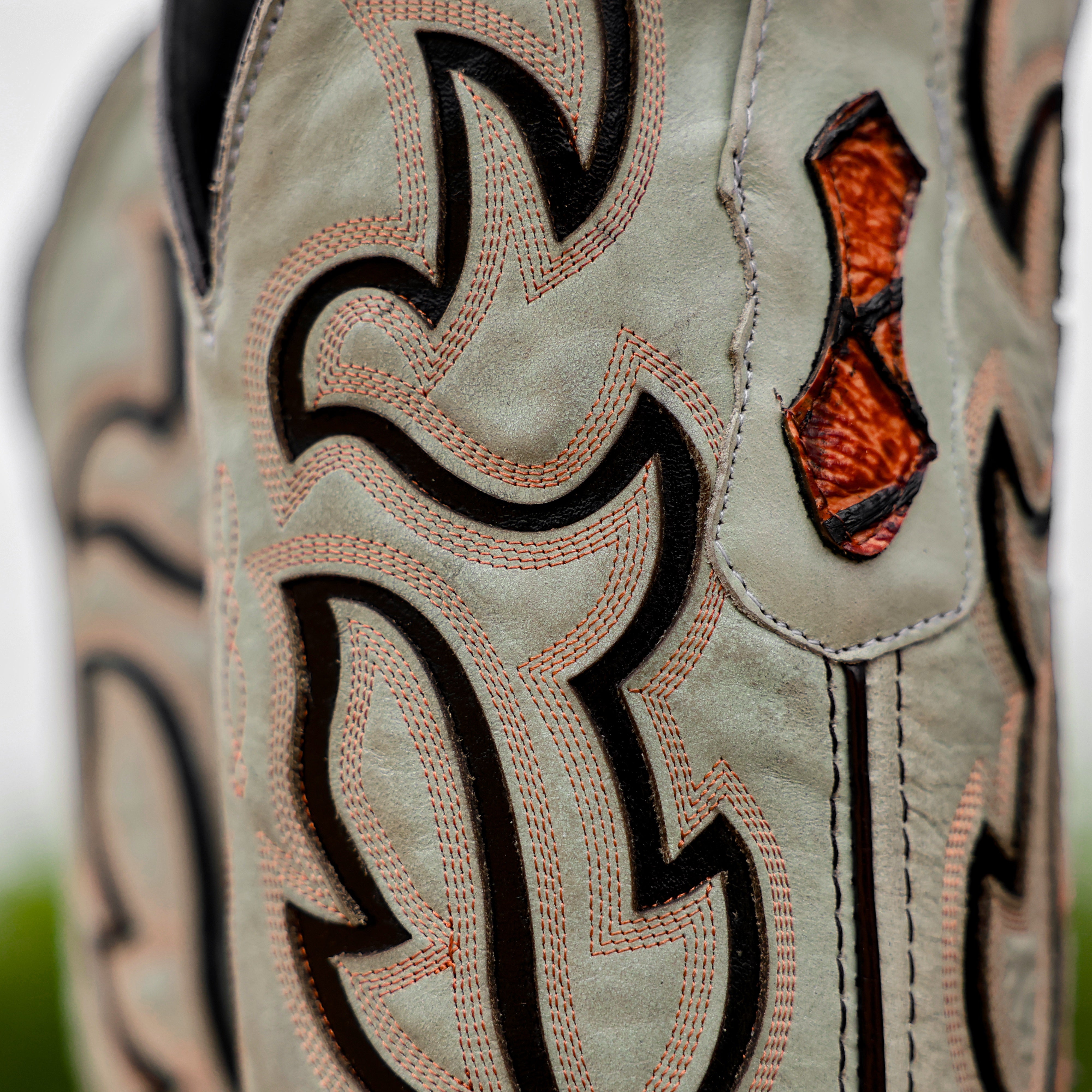 Cognac Pirarucu Leather Boots - Square Toe