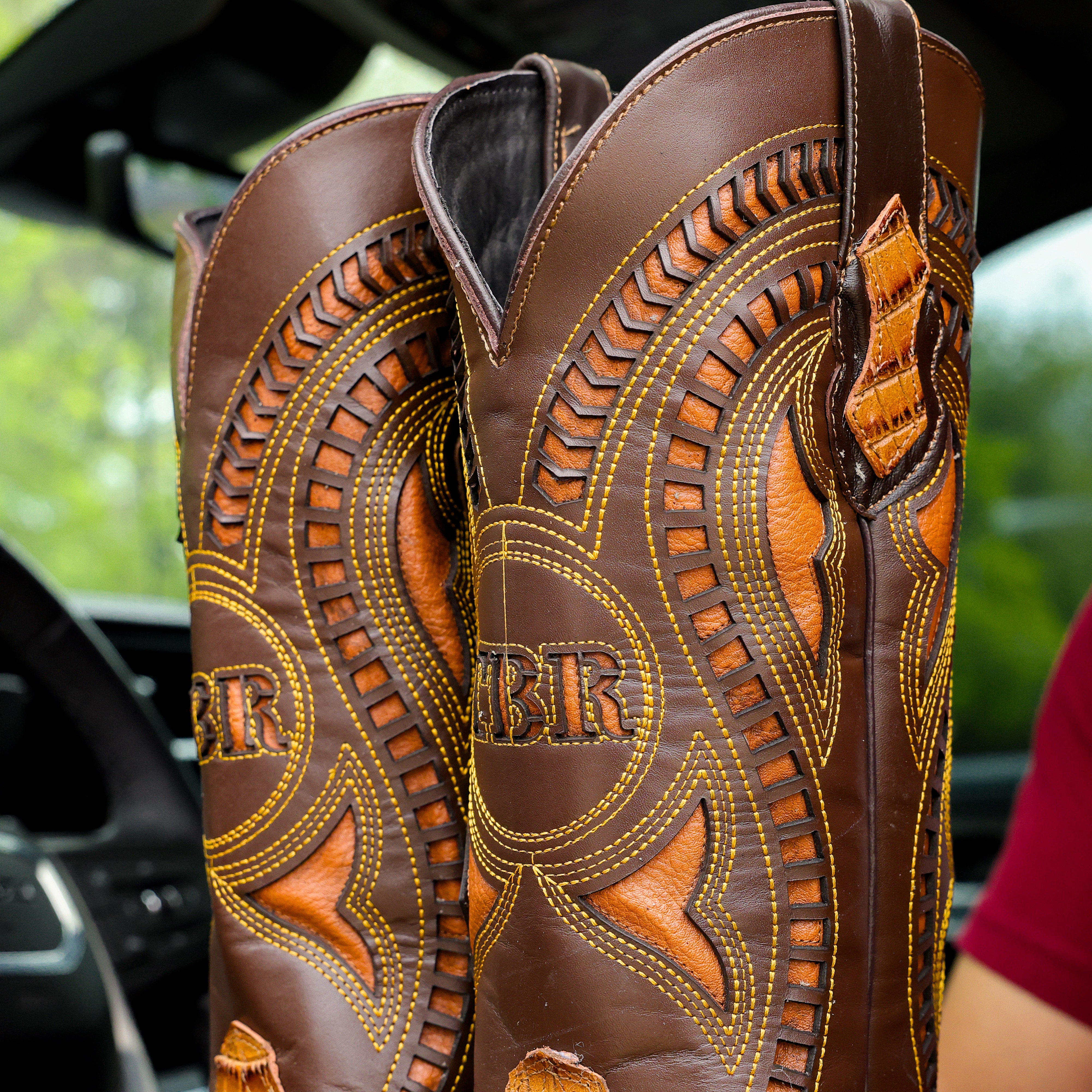 Honey Caiman Belly Leather Boots - Square Toe