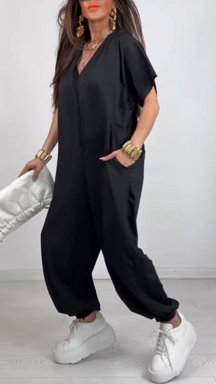 Women's V-neck Loose Casual Jumpsuit