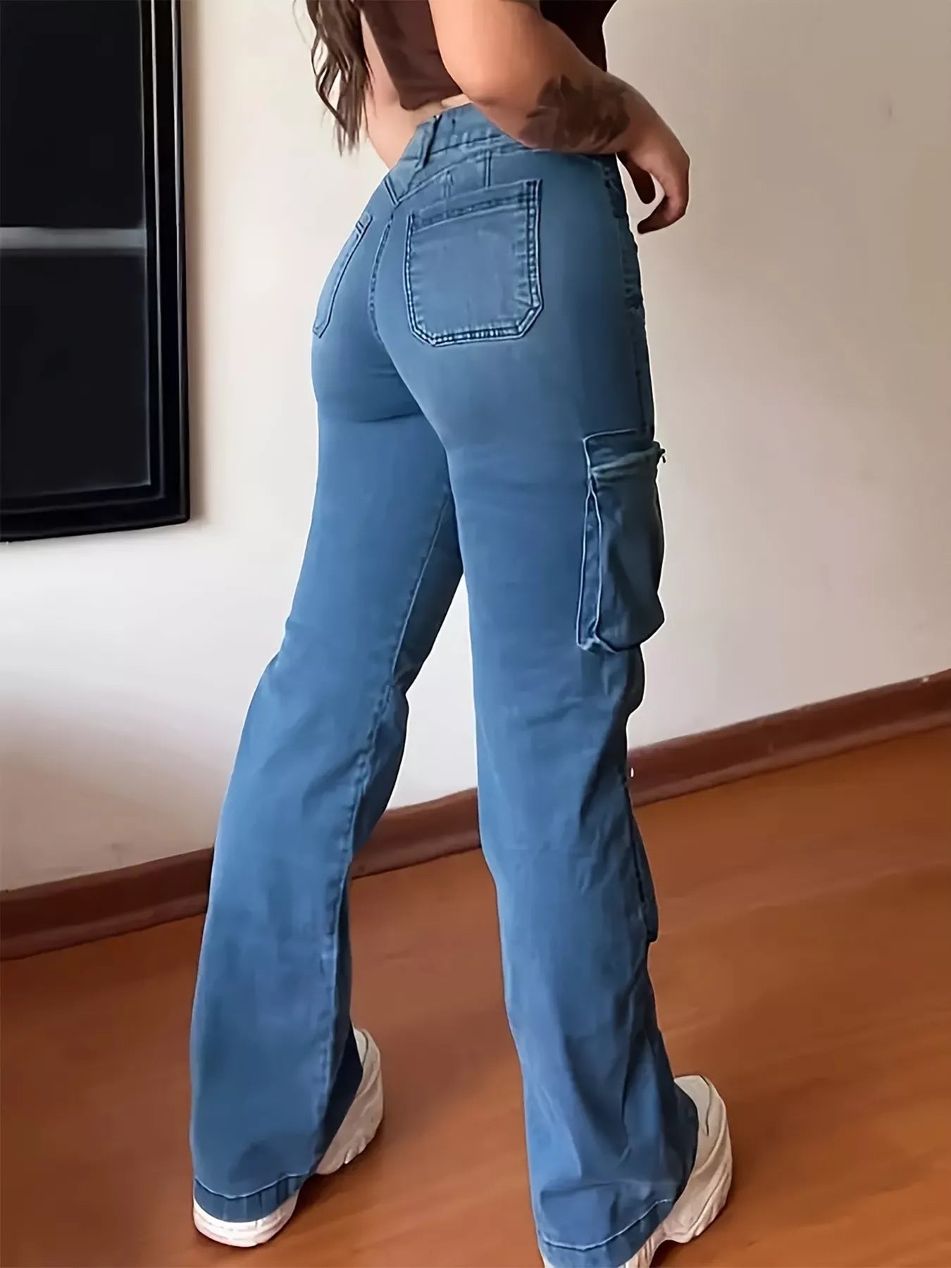 Plus Size High-Waisted Cargo Jeans