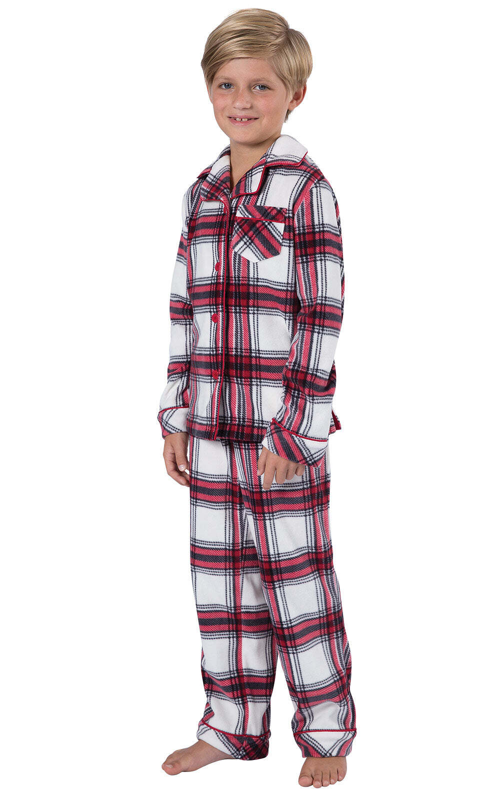 Fireside Plaid Fleece Button-Front Matching Family Pajamas