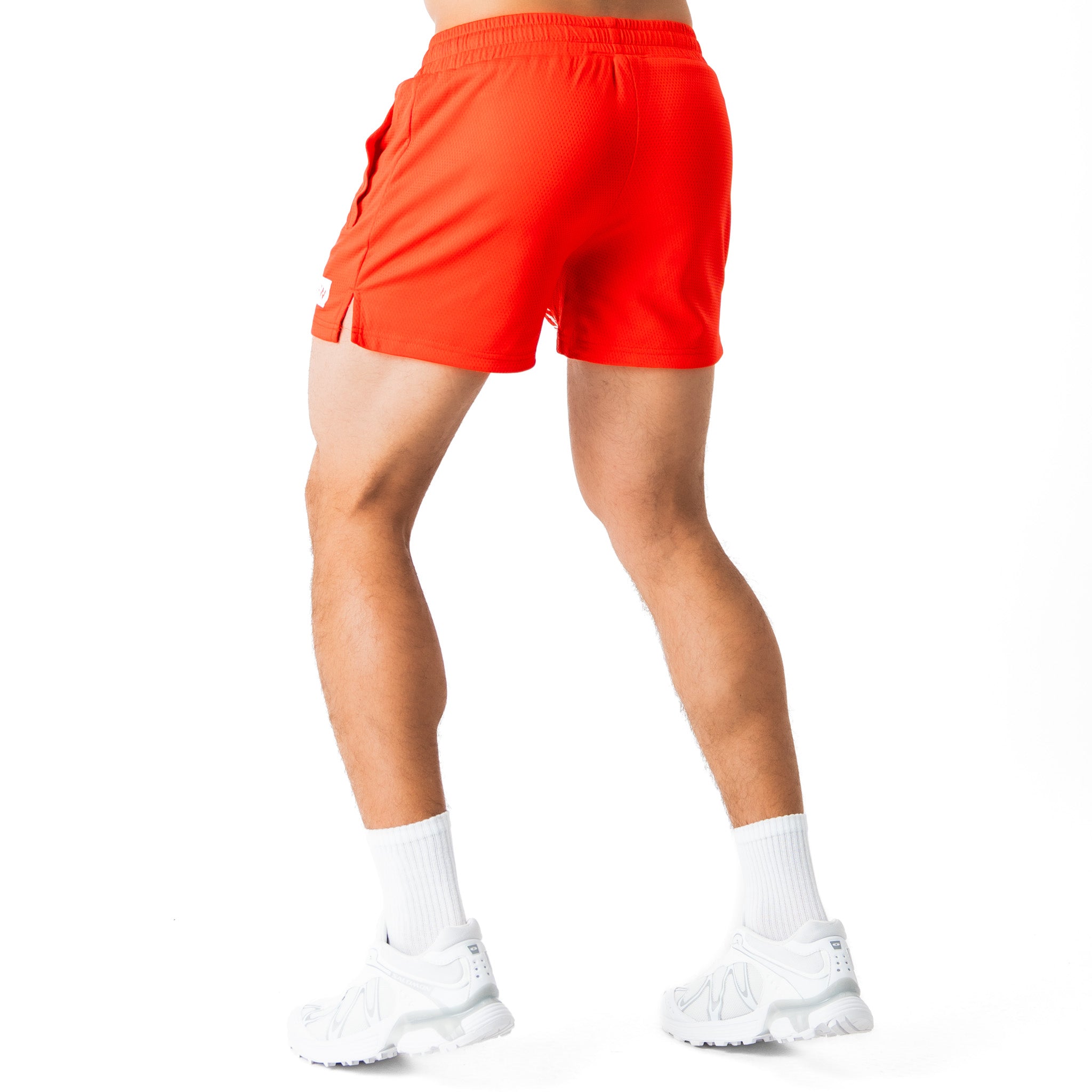 MUAY THAI FLAME SHORTS (MID THIGH CUT) - RED / WHITE