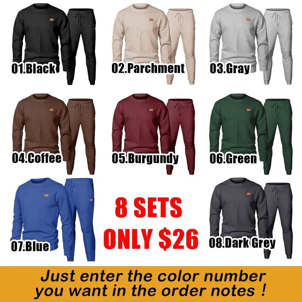 Men's 2-Piece Sweatsuit – Jacquard Crewneck Sweatshirt & Jogger Tracksuit Set