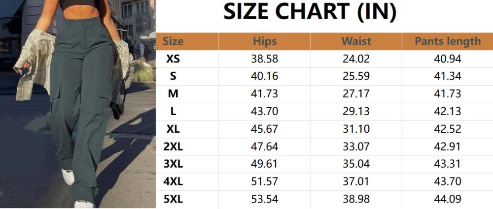 Women's Plain Flap Pocket Button High Waist Cargo Pants