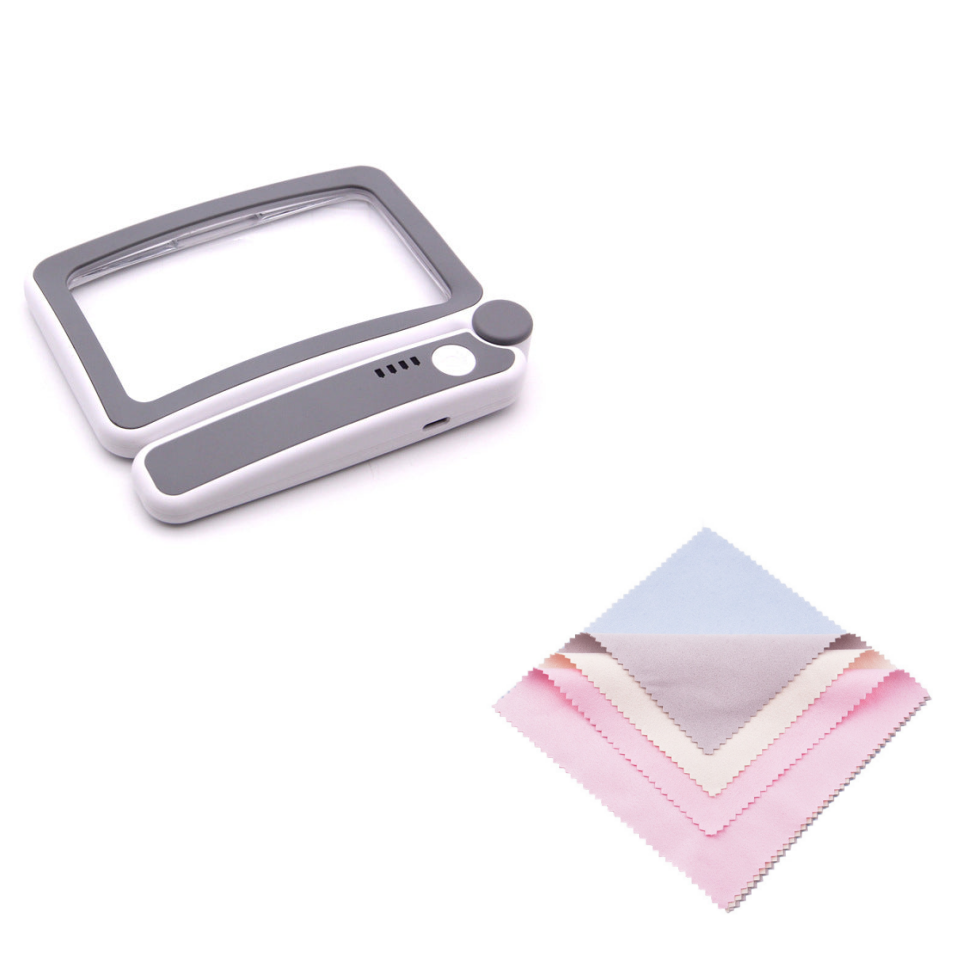 🔥Free suede lens cleaning cloths-Folding Handheld Magnifying Glass with Light for Reading