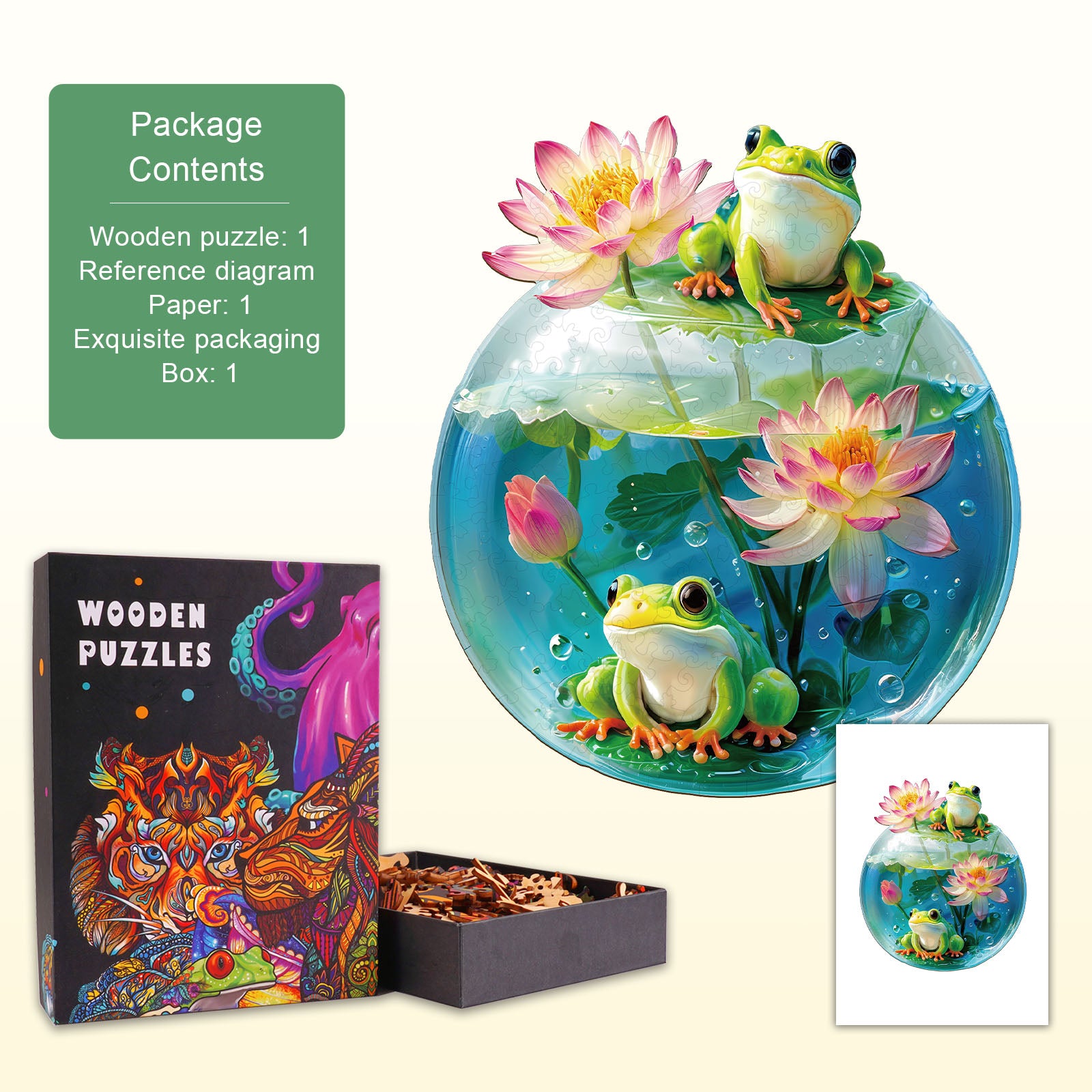 Bubble Haven Frog Wooden Jigsaw Puzzle